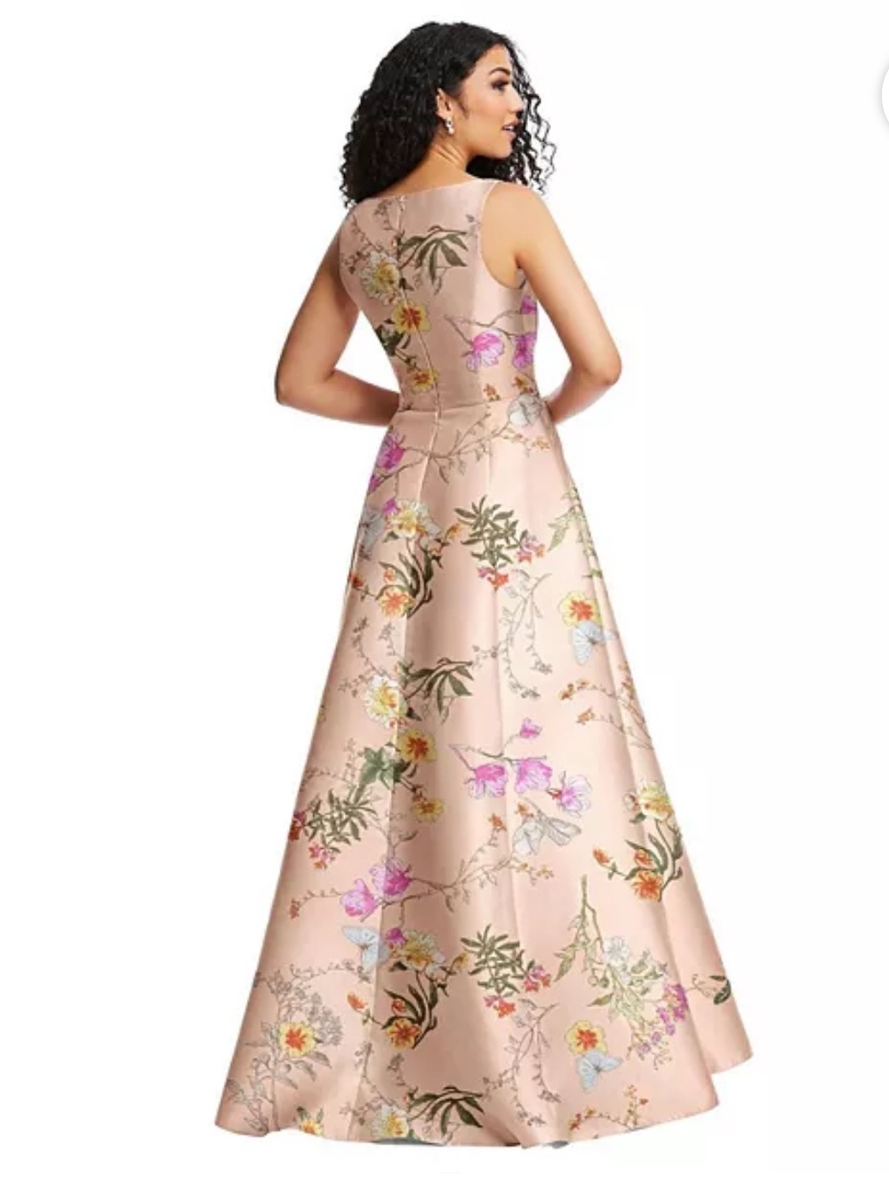 ALFRED SUNG Butterfly botanica pink sand bridesmaid dress size 4 - Picture 3 of 4